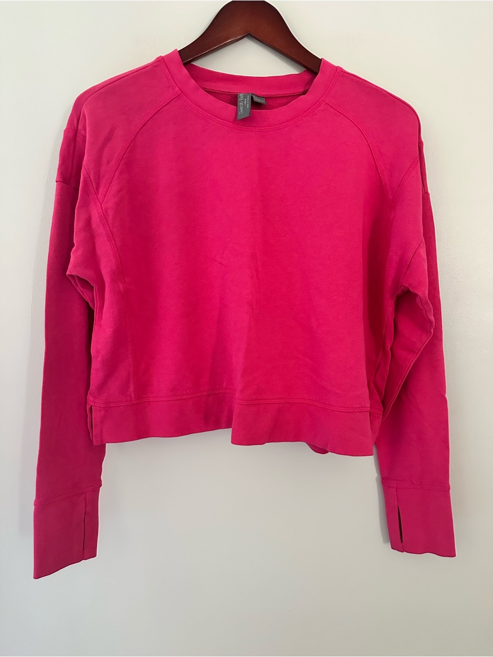 Sweaty Betty After Class Hot Pink Cropped Crewneck Lightweight Sweatshirt Shirt